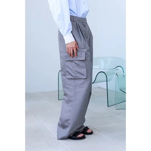 Tibi Crispy Nylon Stella Pleated Cargo Pants - Picture 13 of 16